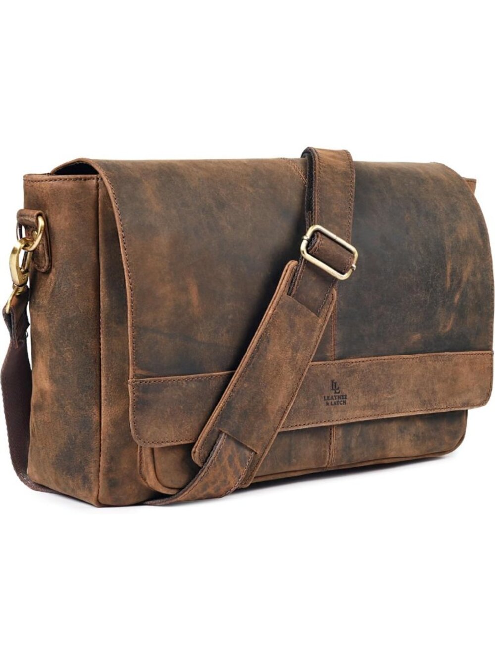 Stylish Genuine Leather Messenger Bag - 16" Satchel Crossbody for Work & Travel
